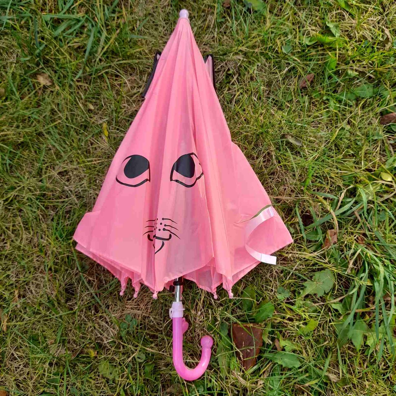 Зонт зонтик трость с 3D-ушками и мордочкой для детей диаметр купола-77см - фото 4 - id-p436709052