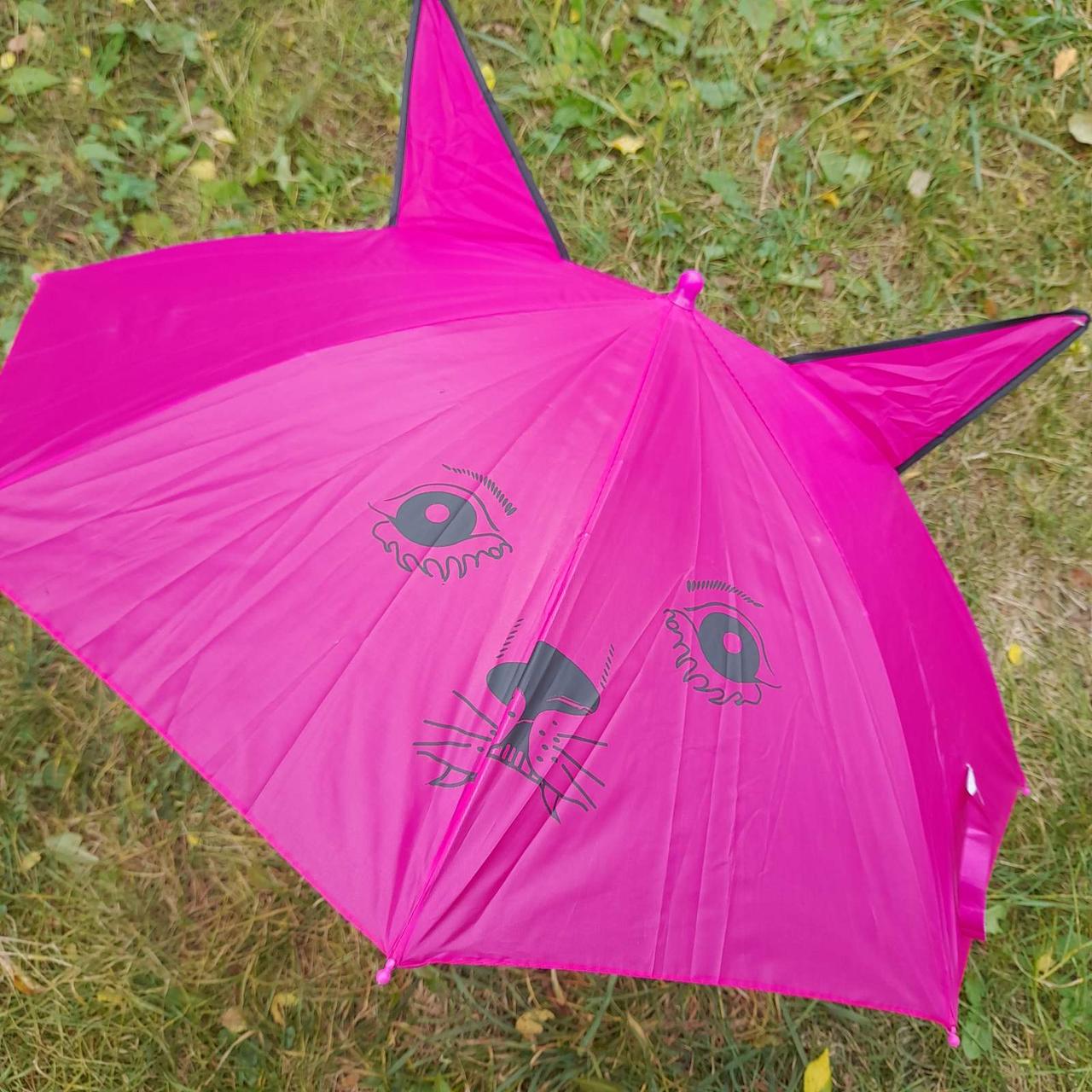 Зонт зонтик трость с 3D-ушками и мордочкой для детей диаметр купола-77см - фото 3 - id-p429342828