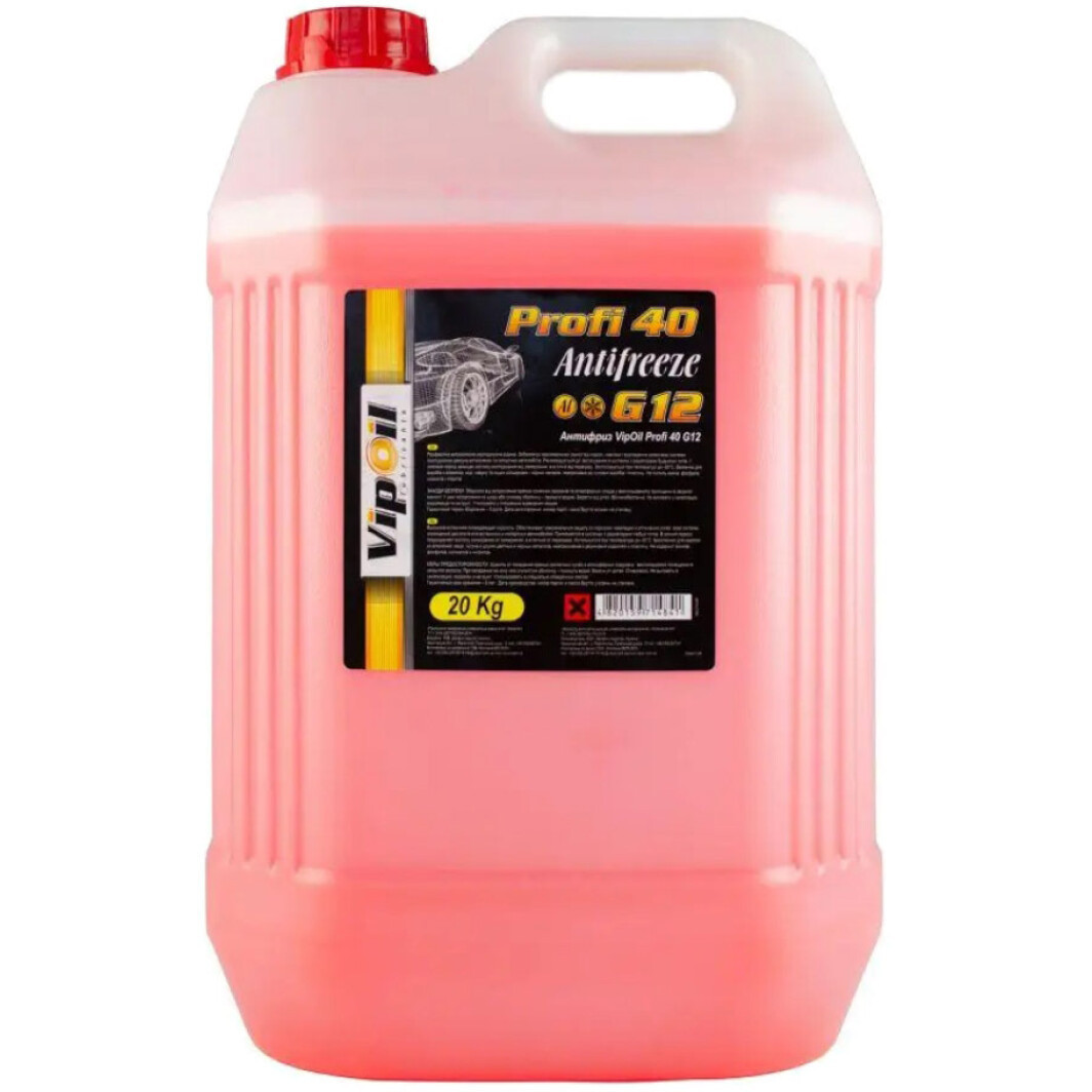 VIPOIL MEGa 40 G12 червоний -40 °C, 20 л (701433) готовий антифриз, фото 1