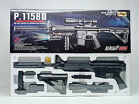 Іграшка CYMA Автомат M16 лазерний приціл, глушник, ліхтарик P.1158D