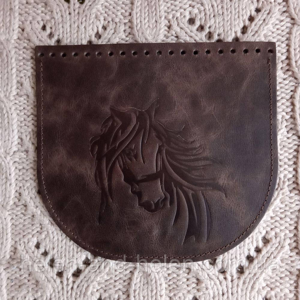 Клапан для сумки "Кiнь". Колір "Коричневий", фото 1