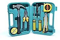 Набор инструментов для дома или гаража молоток, отвертки, пассатижи, рулетка, нож, в кейсе 9 в 1 SND
