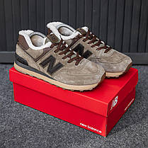 Зимові кросівки New Balance 574 Winter Brown Унісекс Нью Беланс 574 коричневі замша з хутром зима, фото 3