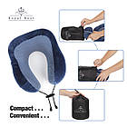 Подушка ортопедична для подорожей Royal Rest Memory Foam Синя 28х25х13 см Синя подушка для голови в літак, фото 6