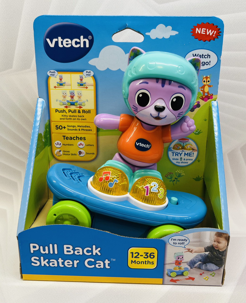 Інтерактивний кіт на скейті VTech Pull Back Skater Cat Medium