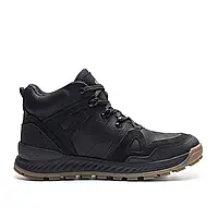 Мужские зимние ботинки из натуральной кожи черного цвета