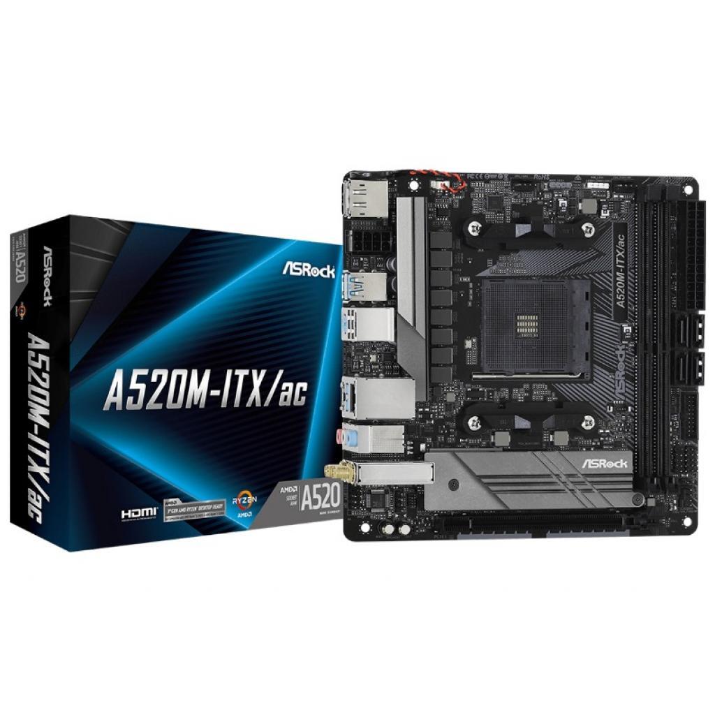 Материнська плата A520M-ITX/AC AM4 DDR 4 1x HDMI, 1x DisplayPort 1 4 Wi-Fi mini ITX