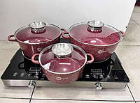 Набір каструль і сковорода з керамічним покриттям посуду з гранітним покриттям для індукційних плит HK-301