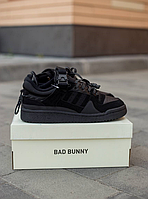 Мужские кроссовки Adidas Forum Low Bad Bunny Black Обувь Адидас Форум Бэд Банни Лоу черные низкие на липучке