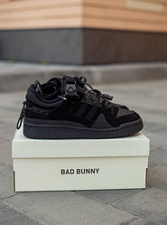 Чоловічі кросівки Adidas Forum Low Bad Bunny Black Взуття Адідас Форум Бед Банні Лоу чорні низькі на липучці