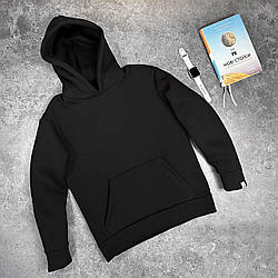 Толстовка жіноча зимова з начосом худі жіноче утеплене флісом толстовка 008 чорна