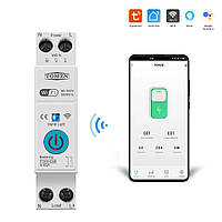1-но фазный WIFI выключатель-реле с мониторингом напряжения и тока на DIN рейку 220В до 63A для Tuya или Smar