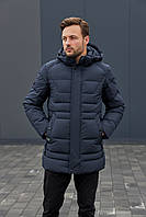 Удлиненная зимняя мужская куртка Black Vinyl C23-2237C