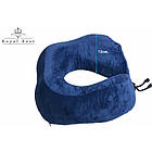 Подушка ортопедична для подорожей Royal Rest Memory Foam Синій 28х27х12 см Зручна подушка для літака, фото 4