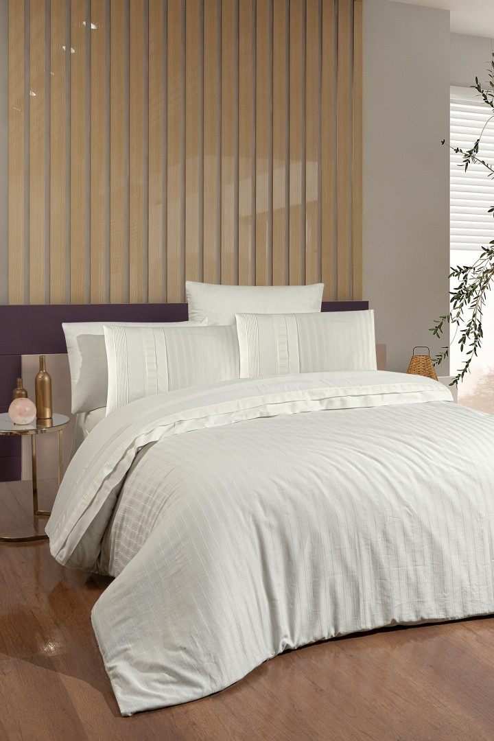 Півтораспальна Турецька Постільна Білизна First Choice Deluxe Satin New Trend Cream 160х220см, фото 1