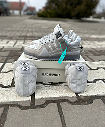 Чоловічі кросівки Adidas Forum Low Bad Bunny Gray Взуття Адідас Форум Лоу сірі низькі на липучці