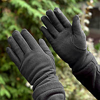 Рукавички на хутрі сенсорні чоловічі жіночі зимові чорні | Теплі рукавиці з хутром зима