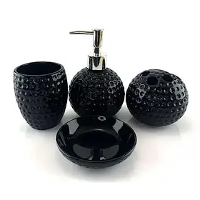 Набір для ванної кімнати Гольф керамічний чорний (23х21х11 см)