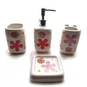 Набір для ванної керамічний рожевий (26х22х8 см)