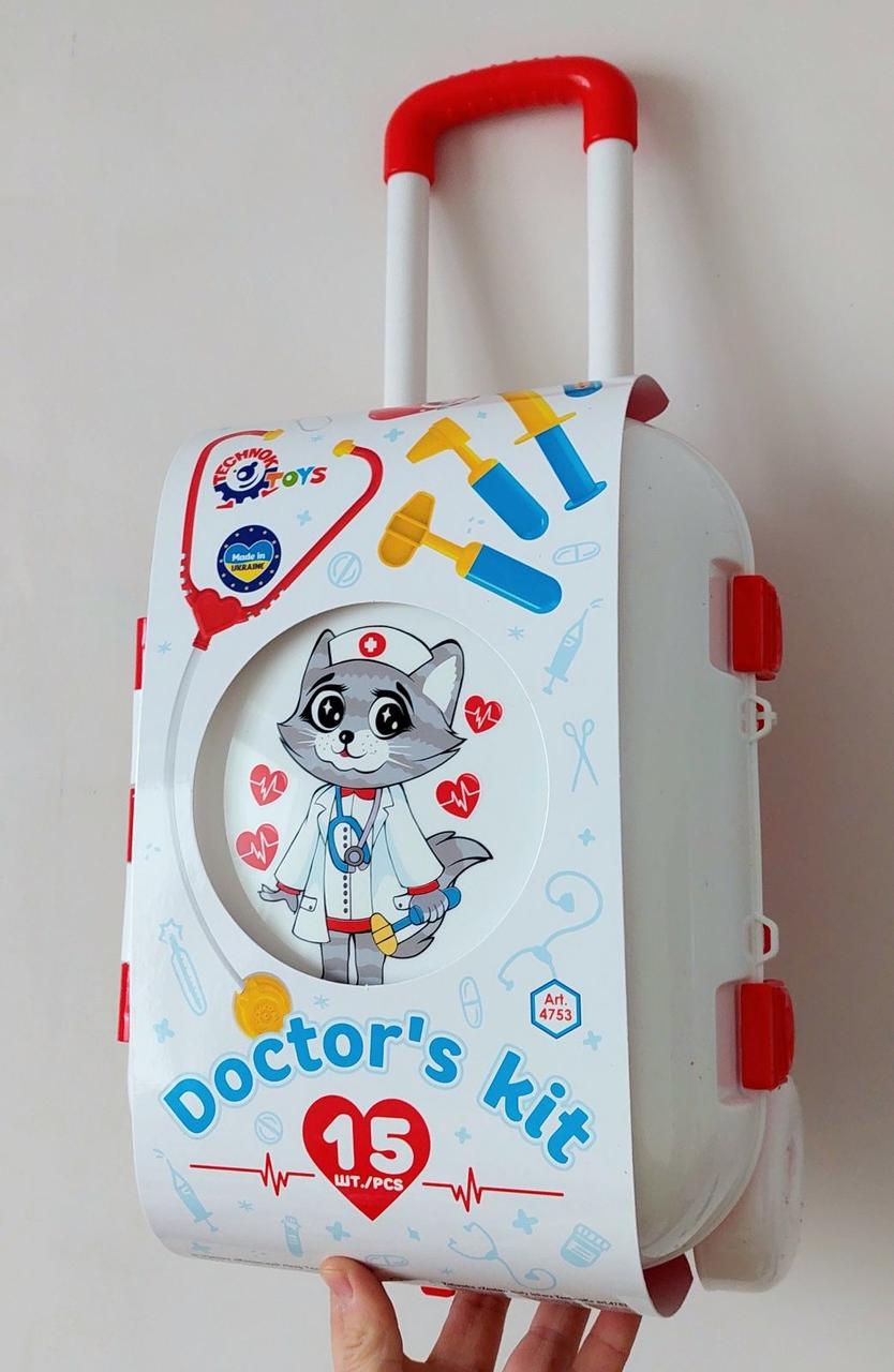 Іграшка Маленький доктор ТехноК 4753 у валізі великий дитячий ігровий набір для дітей таблиця стетоскоп
