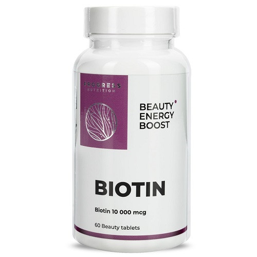 Вітаміни Біотин Progress Nutrition Biotin 10000 mcg (60 таблеток.), фото 1