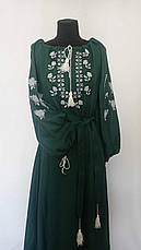 Сукня вишита, (зелене домоткане полотно ) "Перлина Трояндова", фото 3