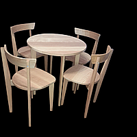 Комплект дерев'яних меблів стіл круглий два стільці натуральне дерево ясень