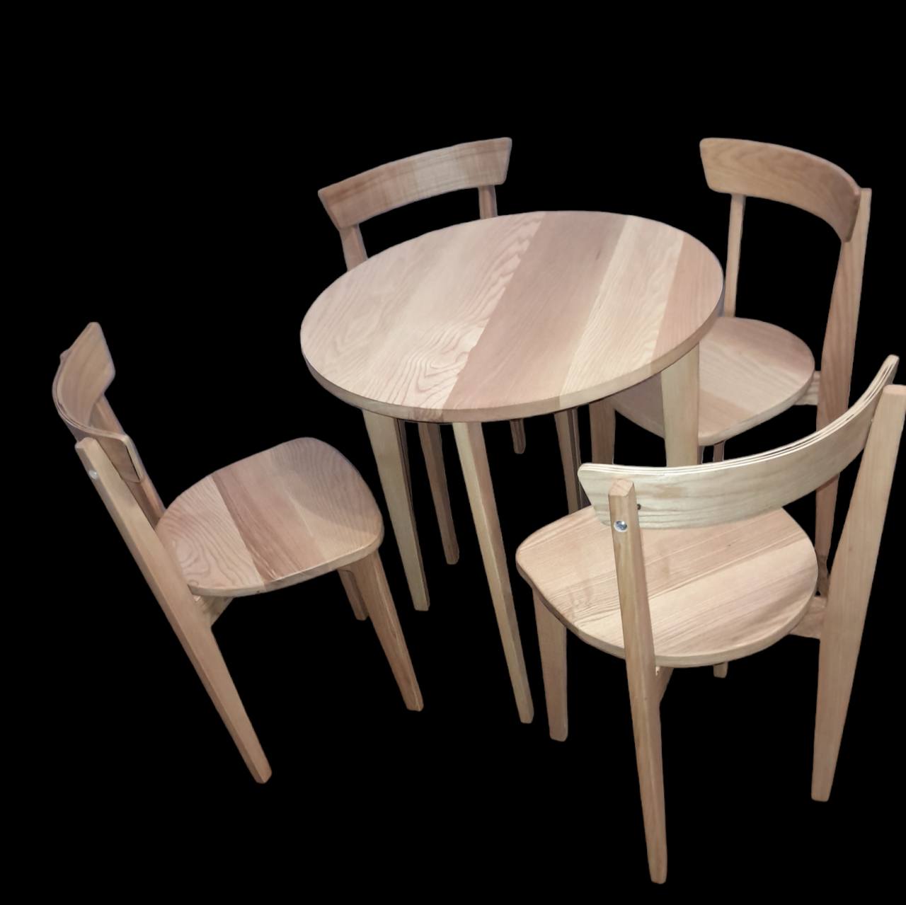 Комплект дерев'яних меблів стіл круглий два стільці натуральне дерево ясень - фото 2 - id-p1982691544