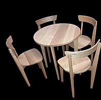 Комплект дерев'яних меблів стіл круглий +4 стільці натуральне дерево ясень