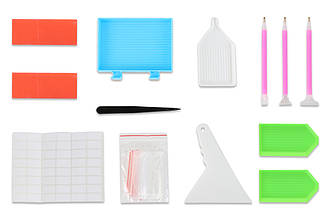 Набір аксесуарів для алмазної мозайки, 13 предметів, Китай