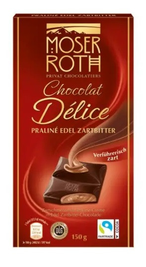Шоколад Чорний Moser Roth Chocolat Delice Praline Edel 50% Zartbitter 150 г Німеччина