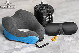 Подушка ортопедична для подорожей Royal Rest Memory Foam 23х23х13 см Зручна ортопедична подушка для шиї