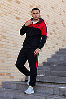 Спортивный костюм Nike утепленный на флисе мужской спортивный костюм теплый красный с черным