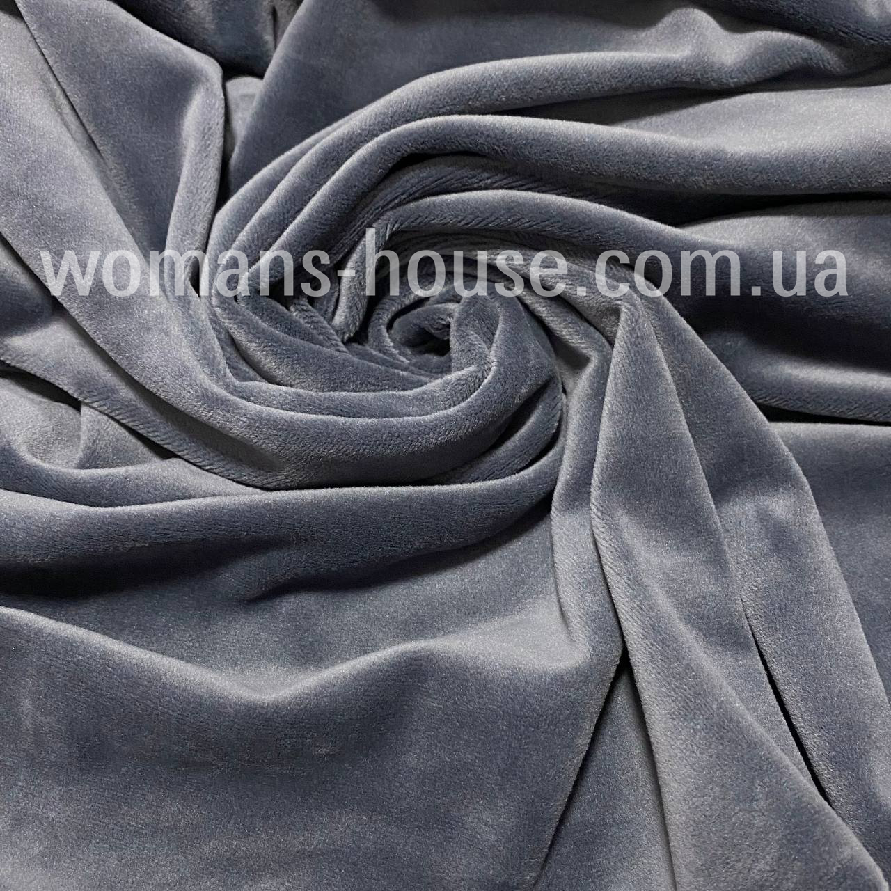 Тканина Велюр плюш стрейч спорт 180 см. Сірий темний, фото 1