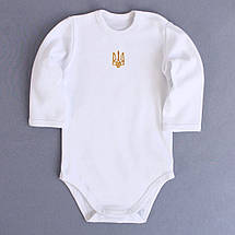 Чорне боді з золотою вишивкою Тризуб унісекс подарунковий патріотичний стиль для немовляти 62–92, фото 2