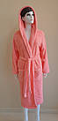 Халат махровий жіночий довгий з капюшоном Welsoft Туреччина лососевий