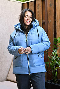 Р. 50-64 Зимова жіноча куртка великих розмірів з капюшоном