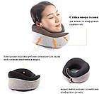 Подушка ортопедична для подорожей Royal Rest Memory Foam Сірий 28х27х12 см Шийна подушка для подорожей, фото 6