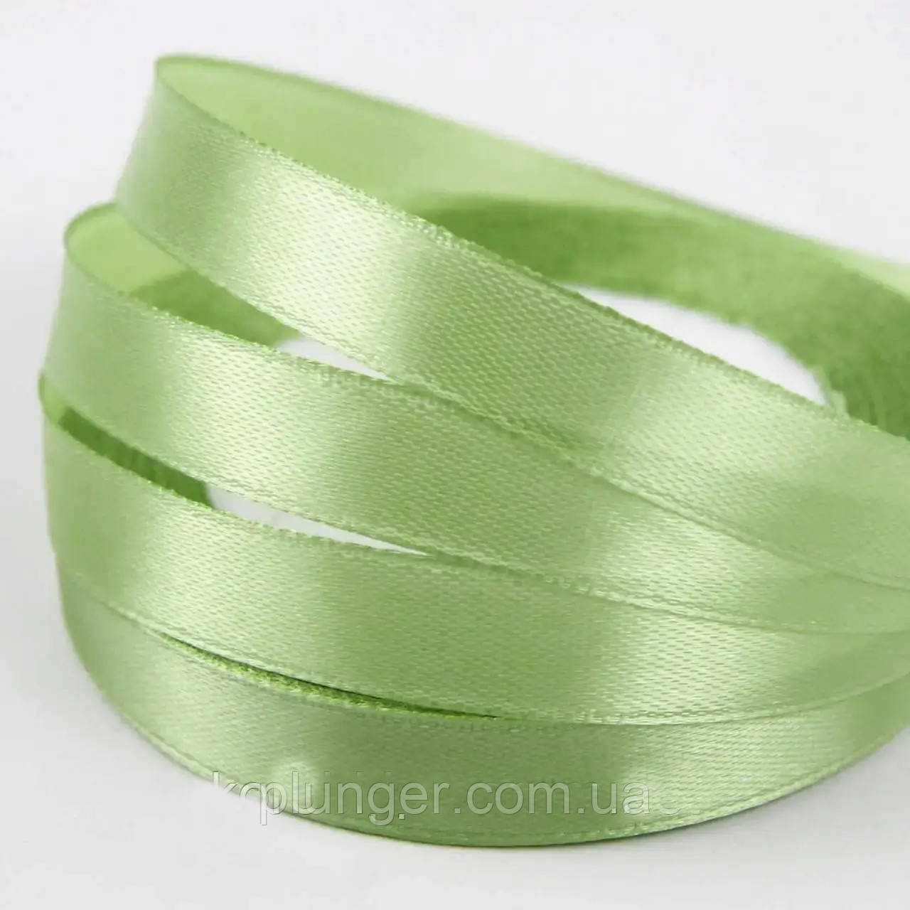 Стрічка атласна для пакування, 1,2 см Салатна зелень, фото 1