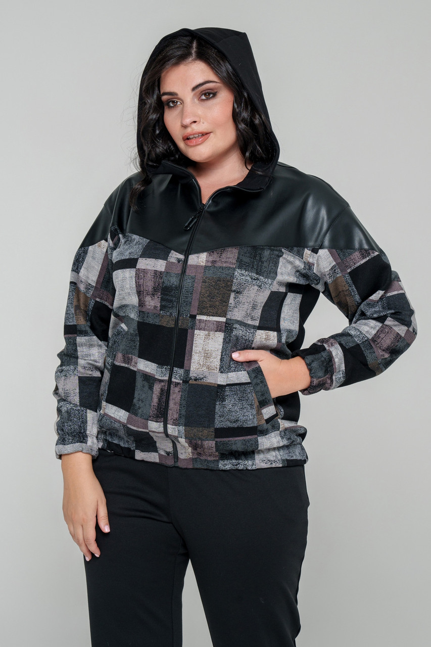 Жіноча тепла кофта з капюшоном на блискавці