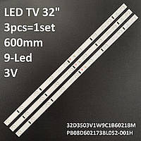 LED подсветка Haier 32" 32D3503V1W9C1B60218M PB08D602173BL052-001H 2010003247/B2 LED29D9-01(A) N167C-S 1шт.