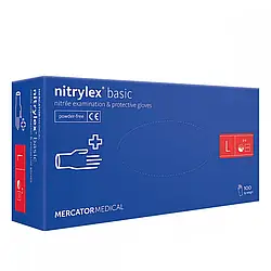 Mercator Nitrylex Dark Blue Рукавички нітрілові без пудри темно-сині L, 100 шт