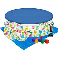 Детский надувной бассейн Intex 59469-3 «Ананас», 132 х 28 см, с мячом и кругом, с шариками 10 шт, тентом,
