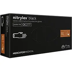 Mercator Nitrylex Black Рукавички нітрілові без пудри чорні XL, 100 шт