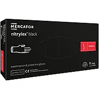 Mercator Nitrylex Black Перчатки нитриловые без пудры черные L, 100 шт