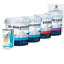 Комплексний набір хімії «Аква Аптечка»  InPool  80511 для коригування балансу води до обсягу басейну 5 ÷ 13м³  (pH+ 200г, pH-