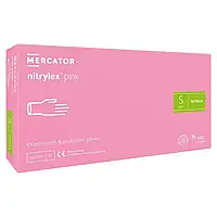 Mercator Nitrylex Pink Перчатки нитриловые без пудры розовые S, 100 шт