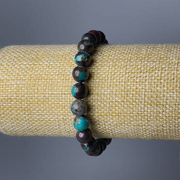 Браслет Хризокола натуральний камінь гладка кулька d-8,5мм+- L-18см (стрейч)