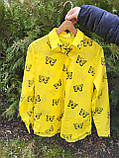 Блузка, сорочка жіноча жовта, бабочки, фото 2