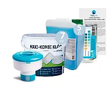 Комплексний набір хімії «Аква Догляд»  InPool 80540 для щоденного догляду, об'ємом 27 ÷ 40 м³ (MAX хлор 7 кг, MAX поплавець,